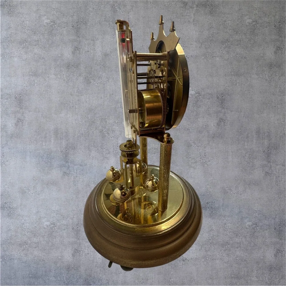 Haller Anniversary Clock Vintage‎ Gold Tone Glass Dome West Germany - Needs Work